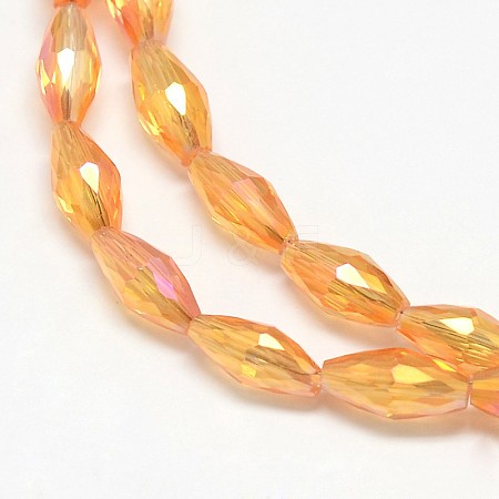 Electroplate Crystal Glass Rice Beads Strands X-EGLA-F042-A14-1