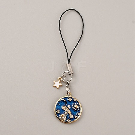 Cute Cartoon Star/Moon Alloy Enamel Mobile Straps Lanyards HJEW-WH0068-07F-1