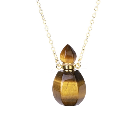 Natural Tiger Eye Perfume Bottle Pendant Necklace PW-WG2A891-33-1