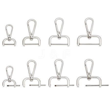   8Pcs 4 Styles Zinc Alloy Swivel Lobster Claw Clasps FIND-PH0008-63P-1