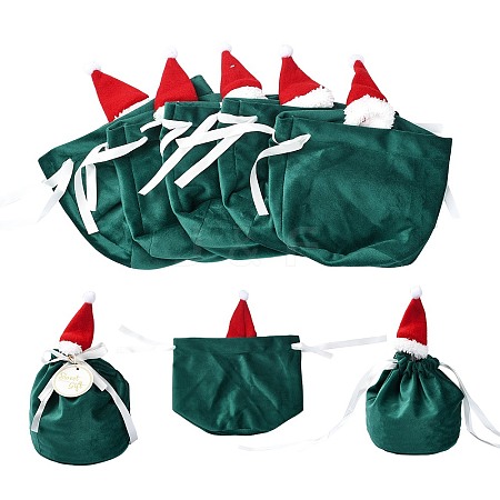 Christmas Hat Velvet Drawstring Bags ST-CJ0001-01B-1