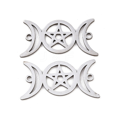 201 Stainless Steel Hollow Triple Moon Links Connector Charms STAS-I364-10P-1