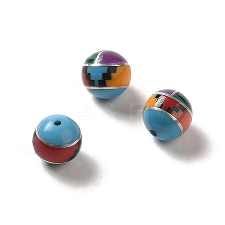 Assembled Synthetic Turquoise & Malachite & Synthetic Mixed Stone Sphere Beads G-B059-02-1