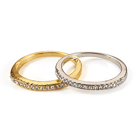 2Pcs 2 Colors Alloy with Crystal Rhinestone Finger Rings RJEW-TADJ0001-01B-1