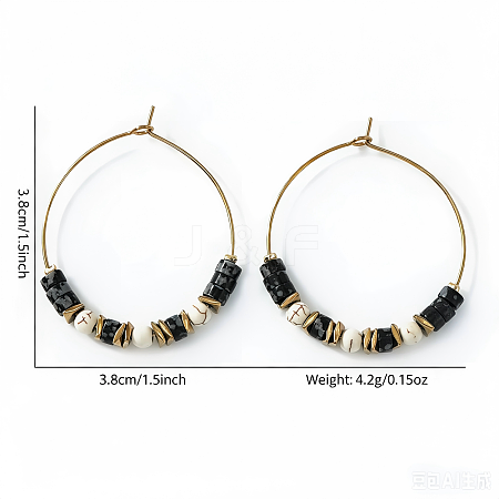 Bohemian Colorful Natural Stone Beaded Hoop Earrings for Women TC8754-10-1