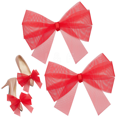 Bowknot Organza Shoe Decorations FIND-WH0423-94B-1