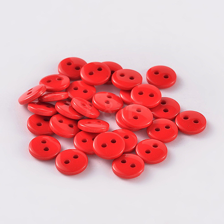 2-Hole Flat Round Resin Sewing Buttons for Costume Design BUTT-E119-24L-10-1