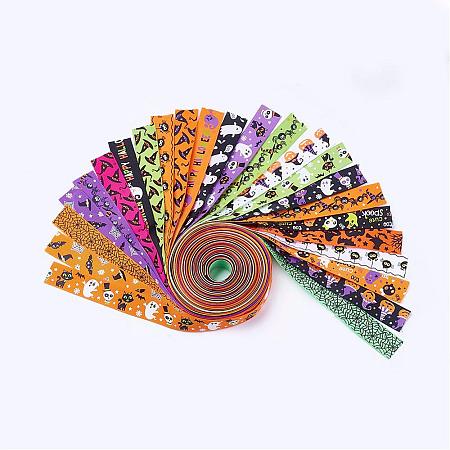 Polyester Grosgrain Ribbon For Halloween SRIB-X0001-01-1