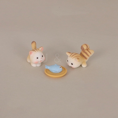 Resin Creative Cute Mini Funny Cat Ornament  Micro Landscape Dollhouses Garden Ornaments PW-WG18B77-01-1