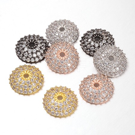 Apetalous Half Round/Dome Brass Micro Pave Cubic Zirconia Bead Caps ZIRC-D063-1