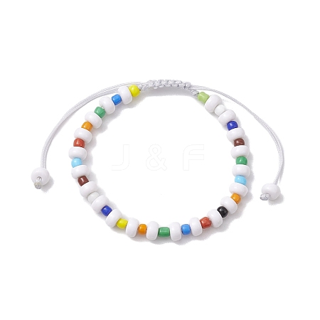 Acrylic & Colorful Glass Seed Braided Bead Bracelets BJEW-JB10340-1