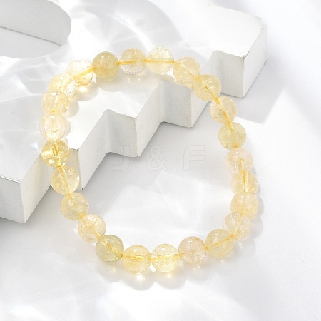 Natural Citrine Beaded Stretch Bracelets BJEW-I253-8mm-21-1