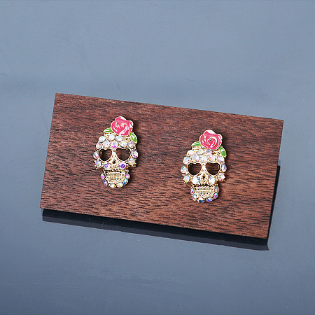 Luxury Rose Skull Stud Earrings TR6805-1