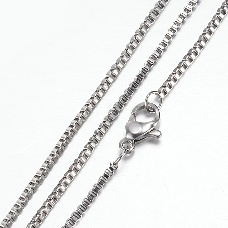 201 Stainless Steel Box Chain Necklaces STAS-P101-45P-1