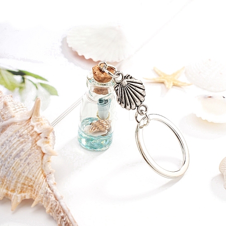 Glass Wishing Bottle Pendant Keychain PW-WG5EE2B-02-1