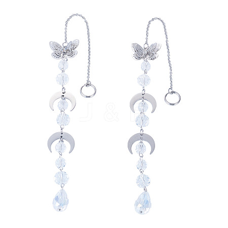 2Pcs Glass Teardrop Window Hanging Suncatchers HJEW-TADJ0019-1
