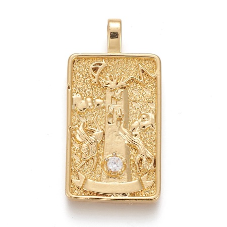 Brass Micro Pave Clear Cubic Zirconia Pendants ZIRC-Z004-01K-1