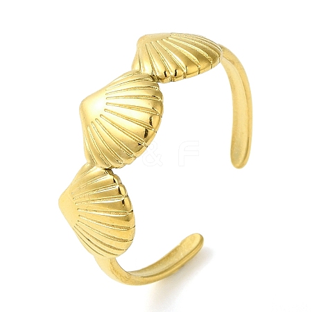 Shell Shape 304 Stainless Steel Open Cuff Rings for Women RJEW-Z043-02D-1