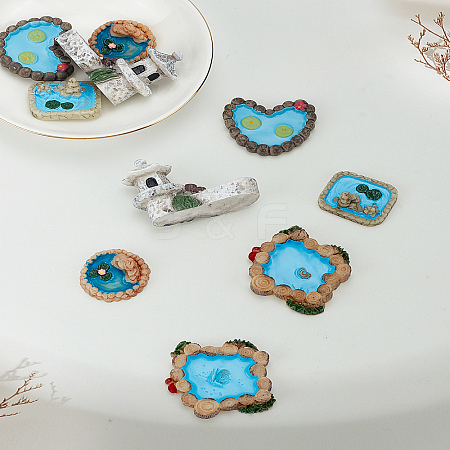 10Pcs 5 Styles Resin Pool Micro Landscape Scene Ornaments DJEW-LP0001-32-1