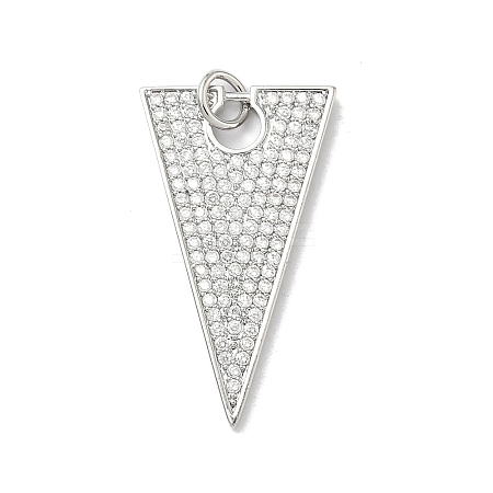 Brass Micro Pave Clear Cubic Zirconia Pendants KK-L254-01P-1