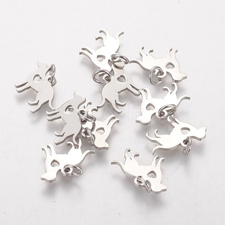 Non-Tarnish 304 Stainless Steel Puppy Pendants STAS-Q201-T464S-1