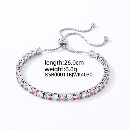 Brass Micro Pave Cubic Zirconia Slider Bracelets for Woman AW4162-17-1