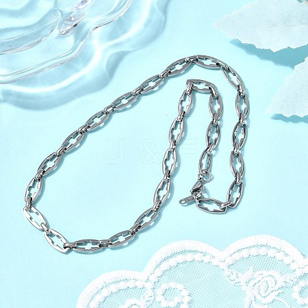 304 Stainless Steel Cross Link Chain Necklaces for Women Men NJEW-JN05431-01-1