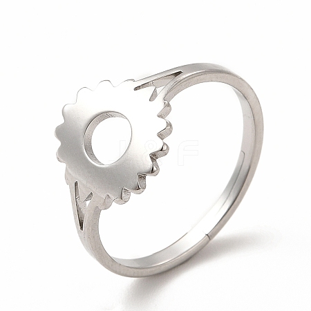 Non-Tarnish 304 Stainless Steel Sunflower Adjustable Ring for Women RJEW-B027-17P-1