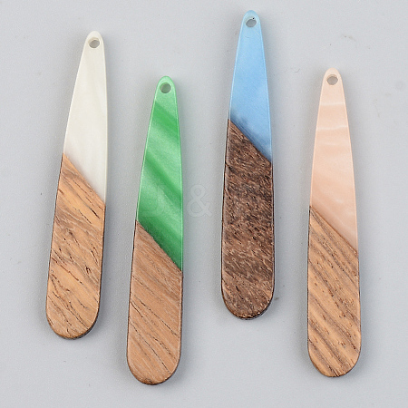 Opaque Resin & Walnut Wood Pendants X-RESI-S389-039A-C-1