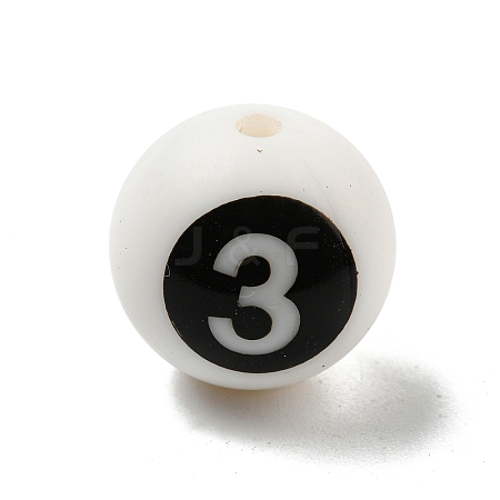 Round with Black Number 3 Silicone Beads SIL-R013-01D-1