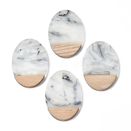 Transparent Resin & Walnut Wood Pendants RESI-T035-26-A01-1