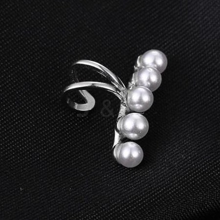 Anti-Tarnish Rhodium Plated 925 Sterling Silver Pearl Clip-on Earrings EJEW-BB72156-1