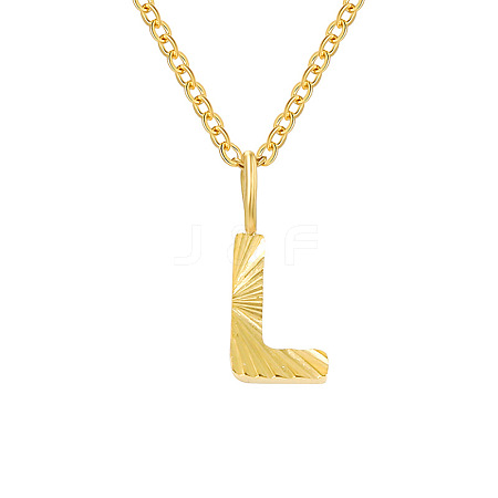 Personalized Stainless Steel Textured Alphabet Initial Pendant Necklaces for Women Men RF0956-12-1