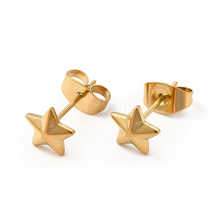 304 Stainless Steel Star Stud Earrings for Women EJEW-C004-08G-1