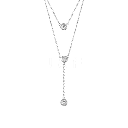 SHEGRACE Rhodium Plated 925 Sterling Silver Double Layered Necklace JN635A-1