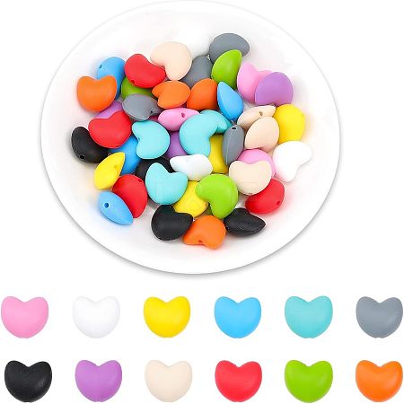 CHGCRAFT 48Pcs 12 Colors Food Grade Eco-Friendly Silicone Focal Beads SIL-CA0001-43-1