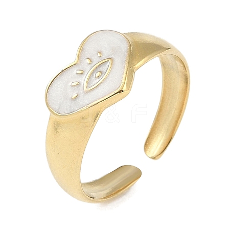 Ion Plating(IP) 304 Stainless Steel Enamel Heart with Eye Cuff Finger Rings RJEW-L107-062G-01-1