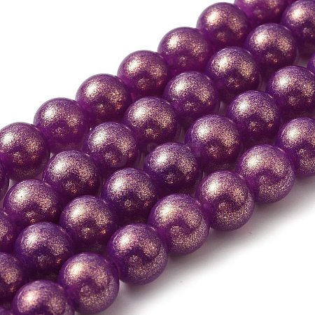 Spray Painted Glass Round Bead Strands X-DGLA-Q015-8mm-38-1