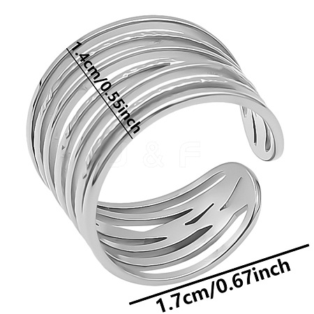 Non-Tarnish Minimalist 304 Stainless Steel Wide Band Cuff Open Rings for Women LX1844-1-1