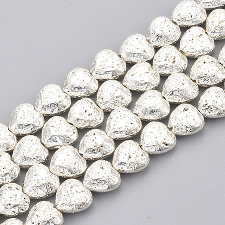 Electroplated Natural Lava Rock Beads Strands X-G-T126-10S-1