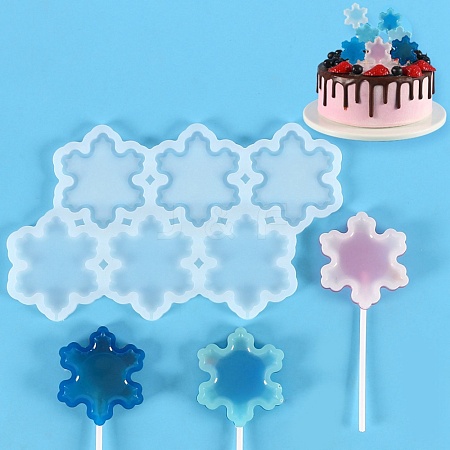 DIY Snowflake Lollipop Making Food Grade Silicone Molds DIY-E051-06-1