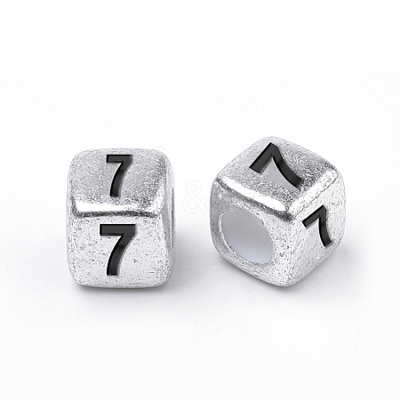 Antique Silver Plated Acrylic Beads PB43C9308-7-1