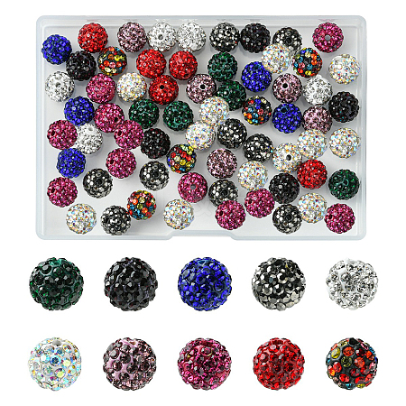 50Pcs 10 Colors Pave Disco Ball Beads FIND-YW0005-51-1