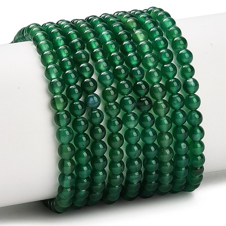 Natural Green Onyx Agate(Dyed & Heated) Beads Strands G-C262-B06-4mm-1