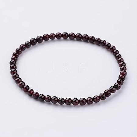 Natural Garnet Beaded Stretch Bracelets BJEW-JB02459-05-1