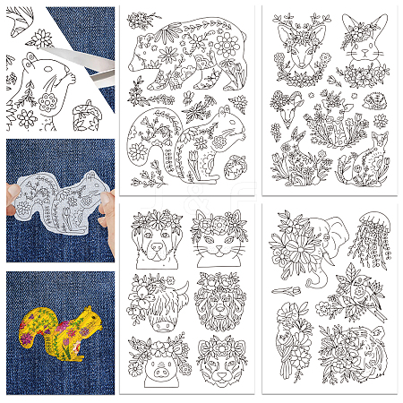 4 Sheets 11.6x8.2 Inch Stick and Stitch Embroidery Patterns DIY-WH0455-024-1