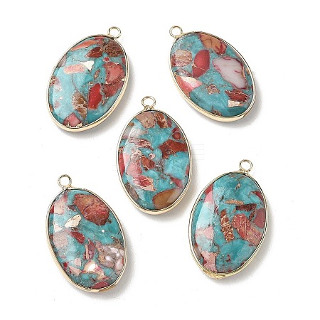 Dyed Synthetic Imperial Jasper Pendants G-D337-03G-G-1