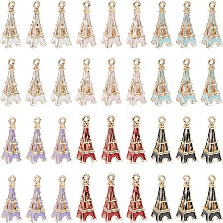  36Pcs 6 Colors Alloy Enamel Pendants ENAM-NB0001-94-1