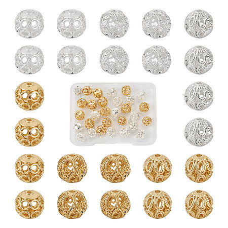 30Pcs 6 Style Brass Beads KK-TA0001-24-1
