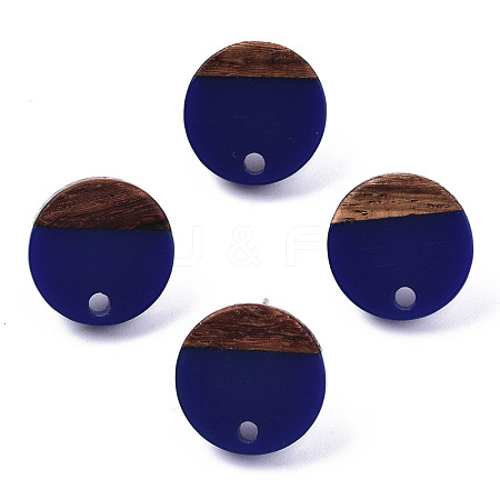 Opaque Resin & Walnut Wood Stud Earring Findings MAK-N032-007A-B01-1